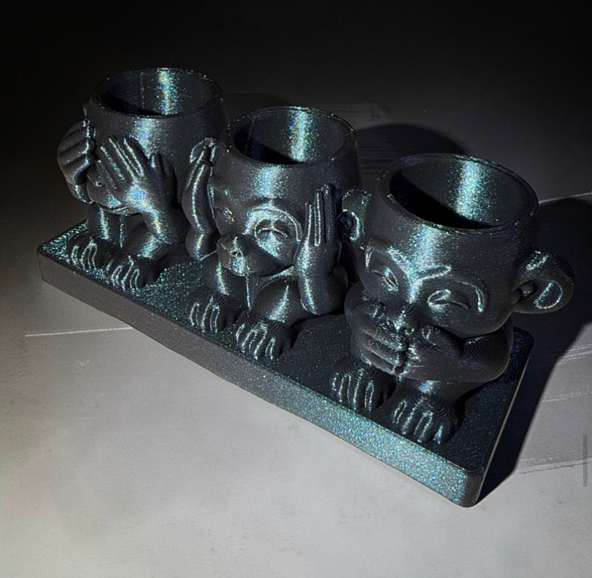 THREE WISE MONKEYS BLACK - Scultura 3D - TN.01
